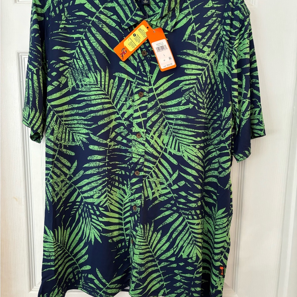 Margaritaville new‎ Green and Blue Casual Button Down Shirt size large